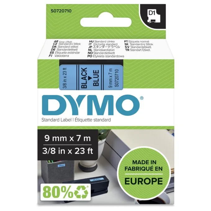 DYMO D1 Standard - Black on Blue - 9mm label-making tape — image 2