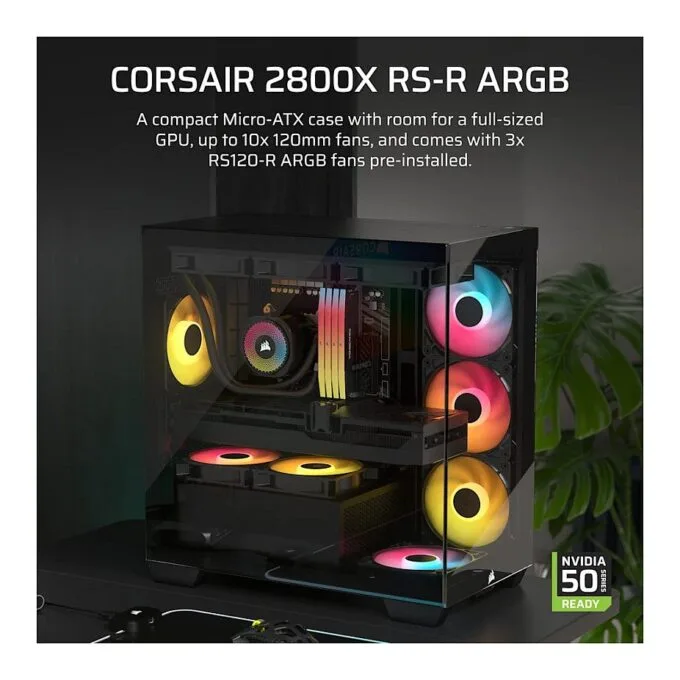 CORSAIR 2800X RS-R ARGB Micro-ATX Gehäuse Schwarz — image 2