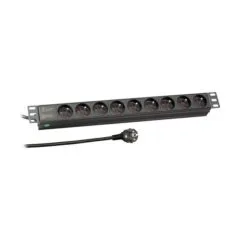 EFB 48,26cm 19Zoll 1HE Steckdosenleiste 9 x UTE ohne Schalter im Aluprofil schwarz