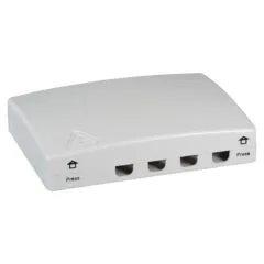FTTH Indoor Anschlussbox fr 4Fasern, 4Kupplungen, Faserberlngenaufnahme