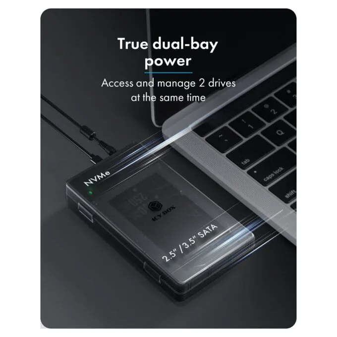 ICY Box Docking und Klon Station -> für M.2 NVMe SSD und 2,5/3,5 SATA SSD/HDD — image 2