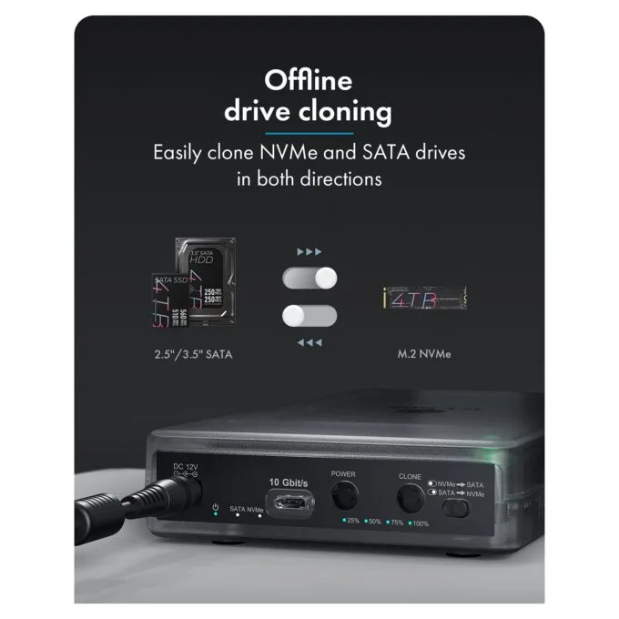ICY Box Docking und Klon Station -> für M.2 NVMe SSD und 2,5/3,5 SATA SSD/HDD — image 4
