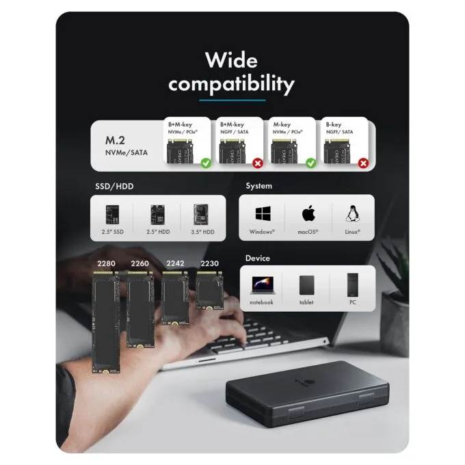 ICY Box Docking und Klon Station -> für M.2 NVMe SSD und 2,5/3,5 SATA SSD/HDD — image 7