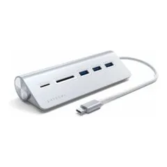 Satechi Type-C Aluminum USB Hub & Card Reader, Silber, ST-TCHCRS