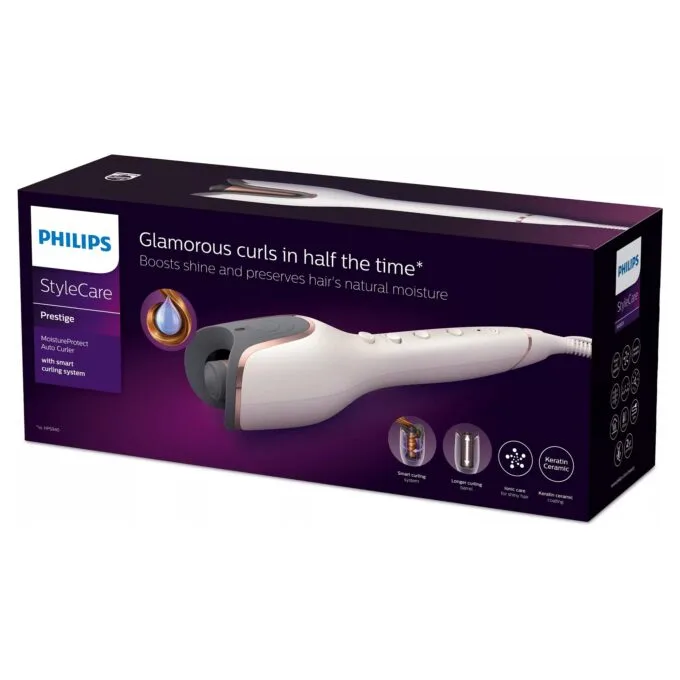 BHB878-00 Automatic Curling Iron MoistureProtect Ceramic and Keratin Ionic 27 Options White — image 2
