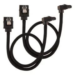 Corsair Premium Sleeved SATA-Kabel gewinkelt, schwarz 30cm - 2er Pack