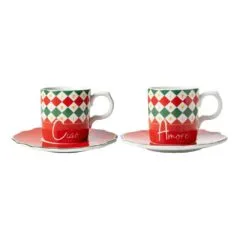 Set 2 Tassen inkl. Untertassen Tricolore