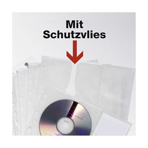 4erCD/DVD-Hülle A4 mit Schutzvlies 5er Btl. transp — image 4