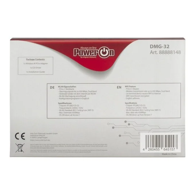 Inter-Tech Wi-Fi 5 PCIe Adapter DMG-32 2dBi Antenne 650Mbps retail — image 4
