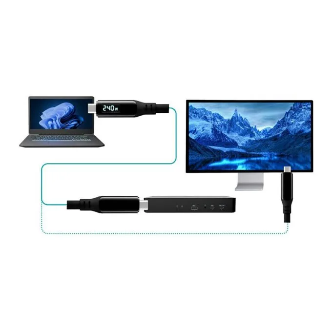 I-TEC Thunderbolt 4/USB4 Class Pro Cable 240W with LCD 40 Gbps 150 cm — image 4