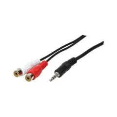 Audio cable, 3.5 mm 3-pin/M to 2x RCA/F, black, 0.2 m