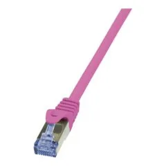 Patch Cable Cat.6A S/FTP pink 0,25m, PrimeLine