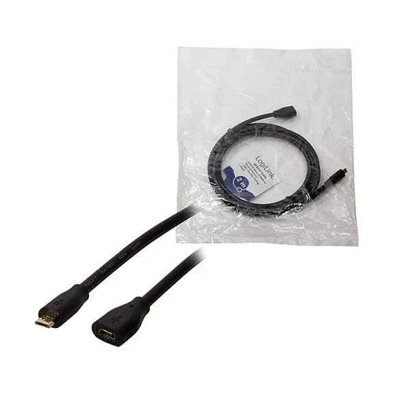 USB 2.0 cable, Micro-USB/M to Micro-USB/F, black, 2 m — image 3