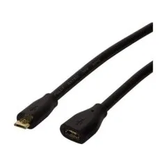 USB 2.0 cable, Micro-USB/M to Micro-USB/F, black, 3 m