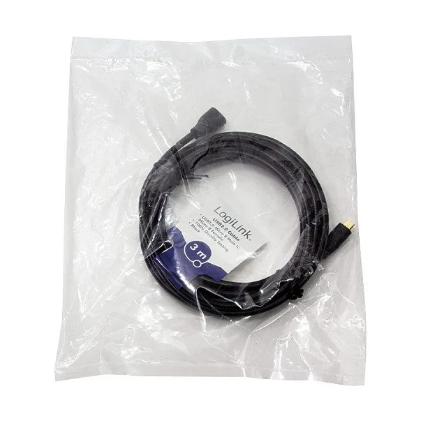 USB 2.0 cable, Micro-USB/M to Micro-USB/F, black, 3 m — image 2