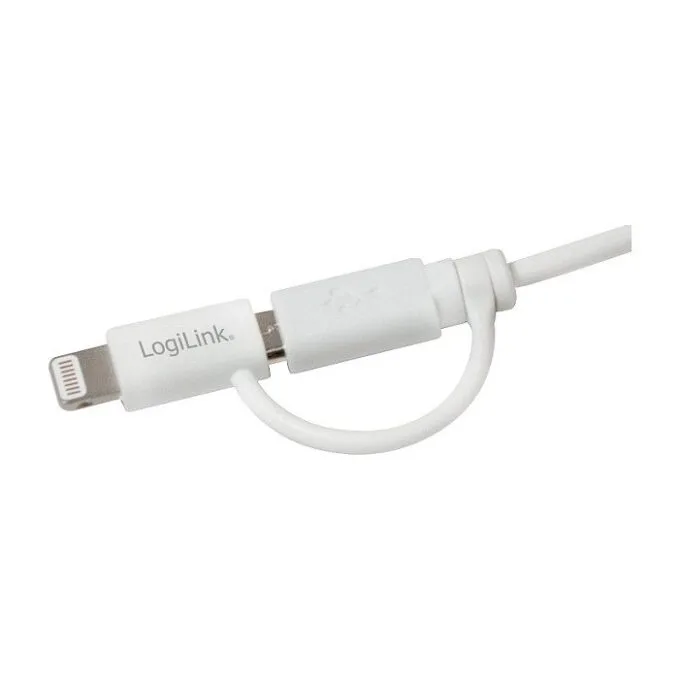 USB 2.0 cable, USB-A/M to Micro-USB + Lightning/M, white, 1 m — image 2