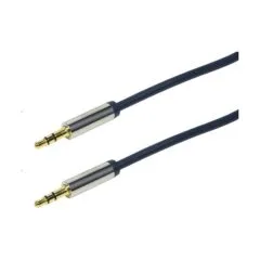 Audio cable, 3.5 mm 3-pin/M to 3.5 mm 3-pin/M, metal, blue, 5 m