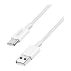 USB 2.0 Type-C cable, A/M to C/M, 480 Mbps, 60W, nylon, white, 1 m