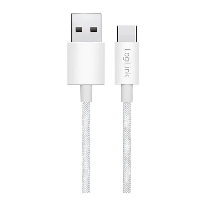 USB 2.0 Type-C cable, A/M to C/M, 480 Mbps, 60W, nylon, white, 1 m — image 2