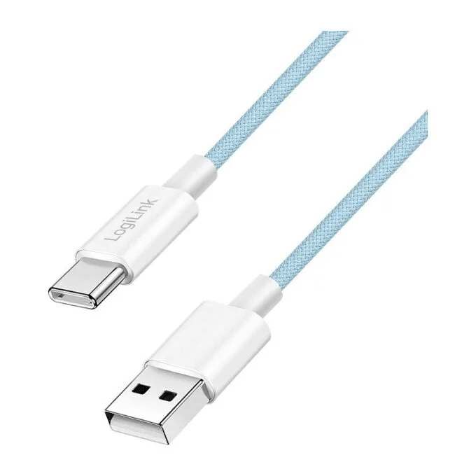 USB 2.0 Type-C cable, A/M to C/M, 480 Mbps, 60W, nylon, blue, 1 m — image 1