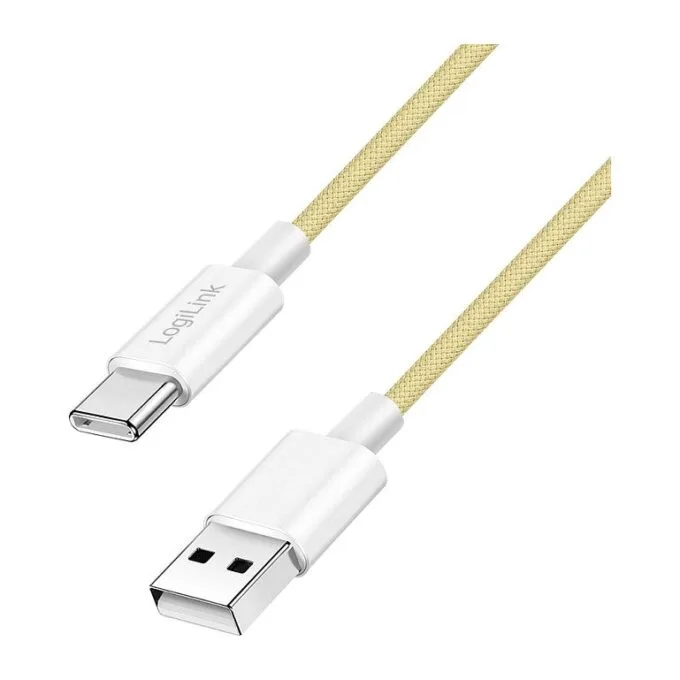 USB 2.0 Type-C cable, A/M to C/M, 480 Mbps, 60W, nylon, yellow, 0.5 m — image 1