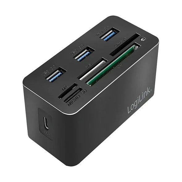 USB 3.2 Gen1 Cardreader, 8-port "Mini Docking", USB-C, black — image 1