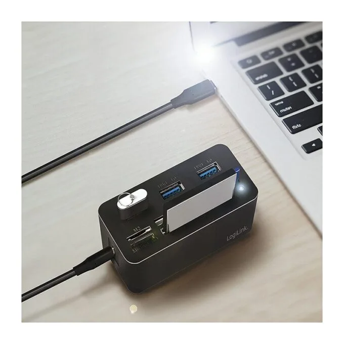 USB 3.2 Gen1 Cardreader, 8-port "Mini Docking", USB-C, black — image 3