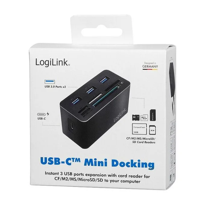 USB 3.2 Gen1 Cardreader, 8-port "Mini Docking", USB-C, black — image 7