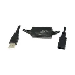 Logilink USB 2.0 cable, USB-A/M to USB-A/F, amplifier, black, 20 m