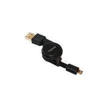 Logilink USB 2.0 cable, USB-A/M to Micro-USB/M, retractable, black, 0.75 m