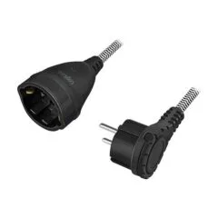 Logilink Power cord extension, CEE 7/7 to CEE 7/3, textile cable, black/grey, 3 m