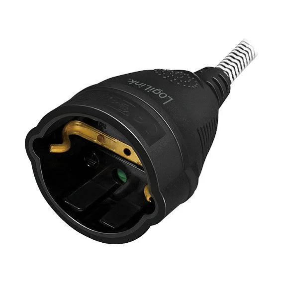 Logilink Power cord extension, CEE 7/7 to CEE 7/3, textile cable, black/grey, 3 m — image 3