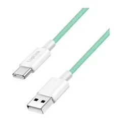 Logilink USB 2.0 Type-C cable, A/M to C/M, 480 Mbps, 60W, nylon, green, 1 m