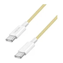 Logilink USB 2.0 Type-C cable, C/M to C/M, 480 Mbps, 60W, nylon, yellow, 0.5 m