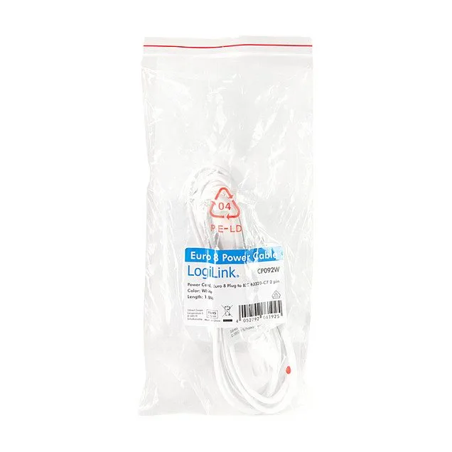 Logilink Power cable, CEE 7/16 to IEC C7, white, 1.8 m — image 4