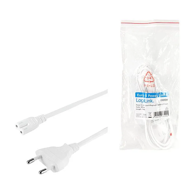 Logilink Power cable, CEE 7/16 to IEC C7, white, 1.8 m — image 5