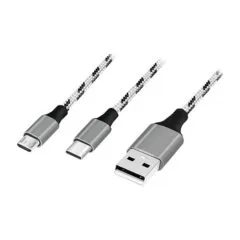 Logilink USB 2.0 cable, USB-A/M to Micro-USB + USB-C, white/black, 1.2 m