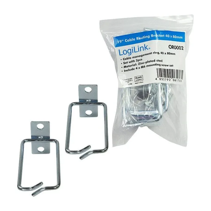 19" Cable management bracket 40 x 80 mm, steel, 2 pcs. — image 7