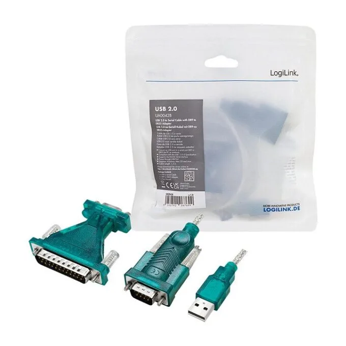 Logilink USB 2.0 cable, USB-A/M to DB9/M + DB25/M (RS232), Win 11, 1.3 m — image 5
