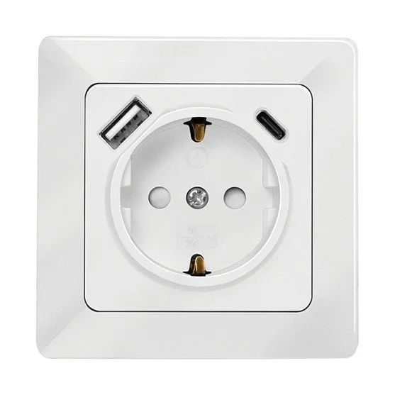 Logilink Wall outlet 1 socket+ 1-port USB-A + 1port USB-C charger — image 2