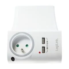 Logilink USB-A charger, 10.5 W, 2-port, 2x USB-A, 1x CEE 7/5 (FR), charging cradle, White