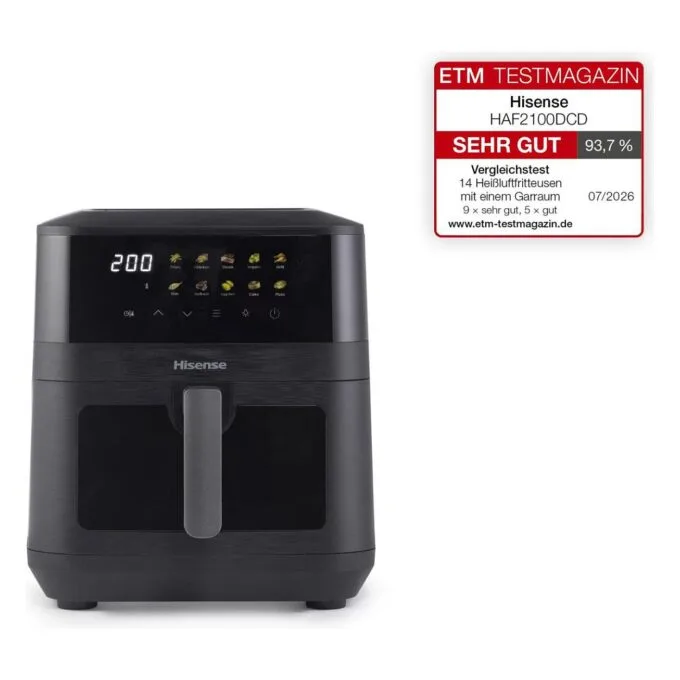 Hisense Heißluftfritteuse HAF2100DCD (schwarz, 2.100 Watt, Korb 7,7 Liter) — image 1