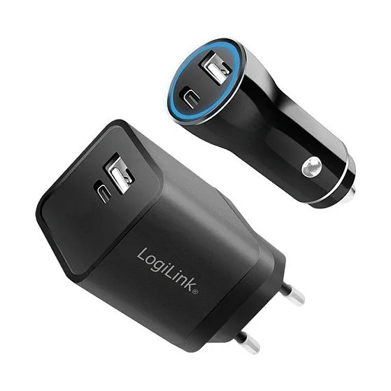 Logilink USB-A/C Charging Kit, 15 W, each 1x USB-A, 1x USB-C, Black — image 2