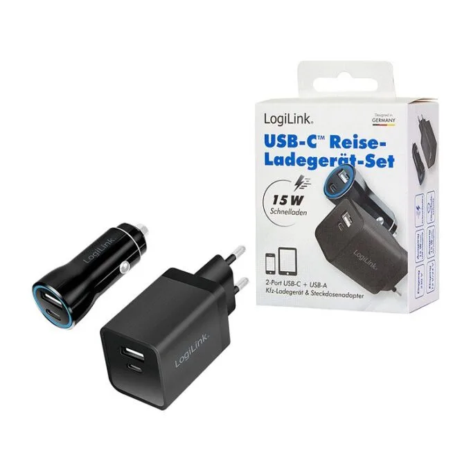 Logilink USB-A/C Charging Kit, 15 W, each 1x USB-A, 1x USB-C, Black — image 10
