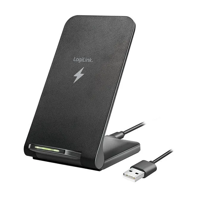Logilink Wireless Quick Charging Stand 15 W, twin coil, black — image 1