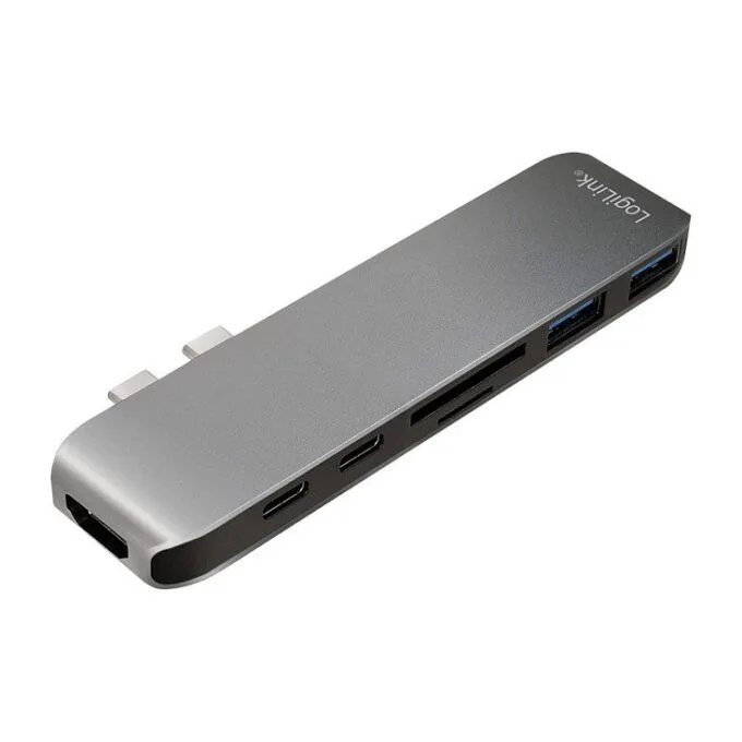 Logilink USB 3.2 Gen2x2, Docking Station, USB-C, 7-Port, w/PD, aluminum — image 1