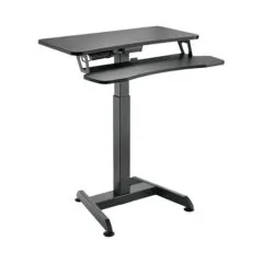 Sit-stand workstation, single motor, w/ keyboard tray, black