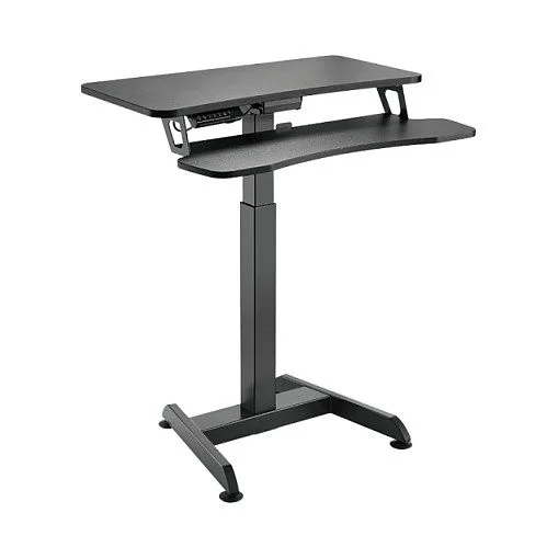 Sit-stand workstation, single motor, w/ keyboard tray, black — image 1