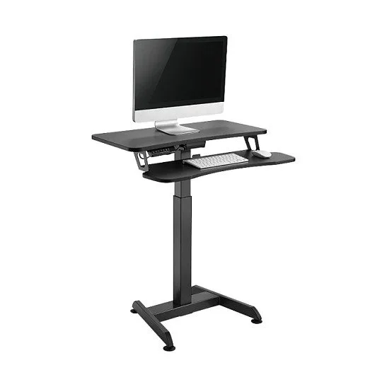 Sit-stand workstation, single motor, w/ keyboard tray, black — image 6
