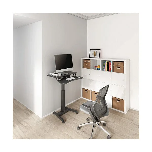 Sit-stand workstation, single motor, w/ keyboard tray, black — image 7